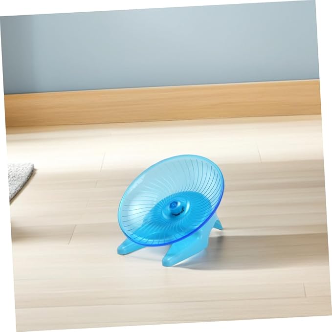 Unomor Silent Hamster Exercise Wheel with Support Stand, Light Blue Plastic Flying Saucer Running Wheel for Gerbils, Dwarf Hamsters, and Small Pets
