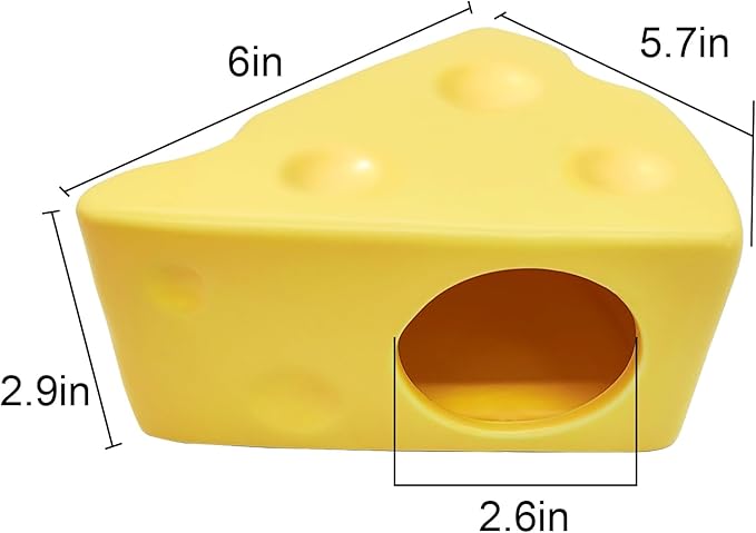 Hamster Hideout,Ceramics Hamster Cheese Shape Bed,Small Animal Houses & Habitats Cute,Suitable for All Seasons, Suitable for Dwarf Hamsters, Gerbils, Mice, Guinea Pigs, And Other Small Animals.
