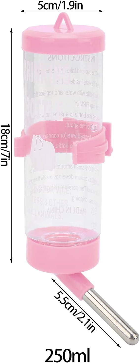 No Drip Water Bottle for Small Pets, 17oz Leak Proof Cage Water Dispenser with Top Fill for Guinea Pig, Hamster, Bunny, Ferret, Hedgehog, Chinchilla