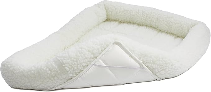 MidWest Homes for Pets QuietTime Giant Dog Bed - White Fleece Bolster, Ultra-Soft and Machine Washable, Fits 54-Inch Crates and Carriers, for XXL Breed Dogs