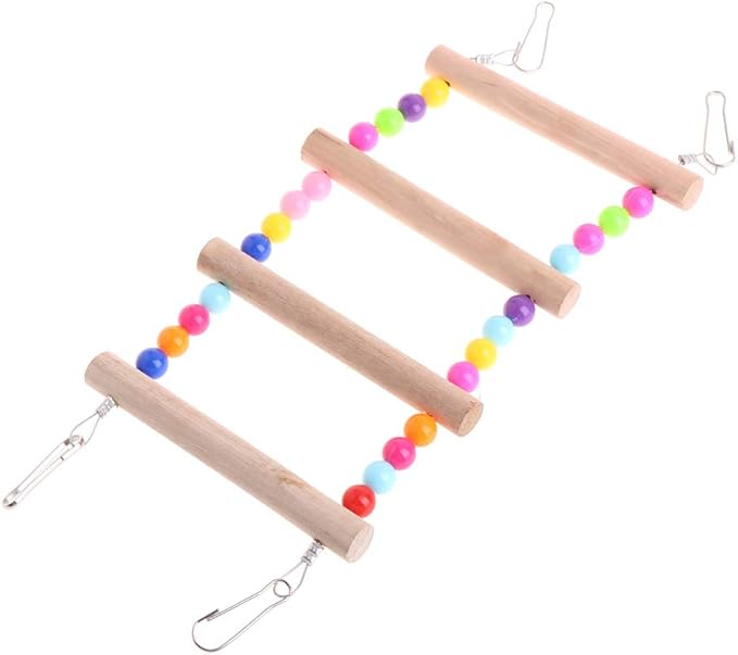 Pet Ladder Bird for Parrots African Greys Parakeets Conures Hamster Crawling Bridge Wooden Cage Perch Swing Toy