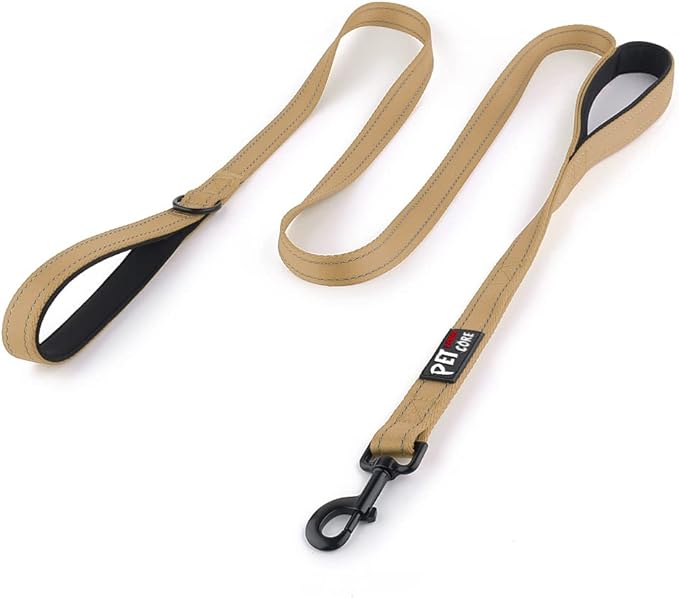 Plutus Pet Double Handle Dog Leash 6ft, Heavy Duty, Reflective Dual Handle Dog Leash for Safety Training, for Medium Large Dogs,2 Handle Leads(Brown)