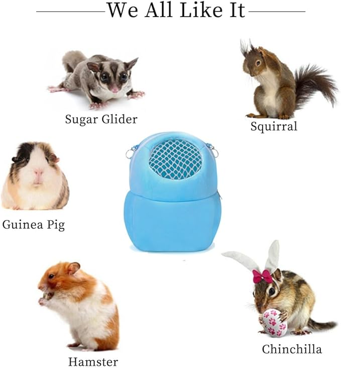 WishLotus Hamster Carrier Bag, Portable Outgoing Travel Handbags with Nylon Straps Small Pet Pouch for Hamster Rat Mini Hedgehog (Blue, M)