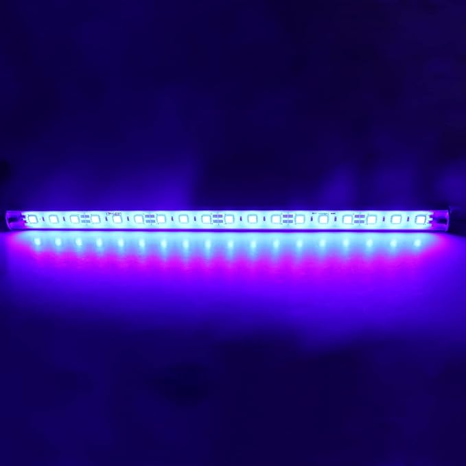 12" Blue 440nm Waterproof IP67 LED Aquarium Fish Tank Light 12V DC | SMD 5050 18 LEDs Aluminum Rigid LED Lights Fixture for Plant Grow, Saltwater Freshwater Fish, Reef Tank Lighting (No Adapter)