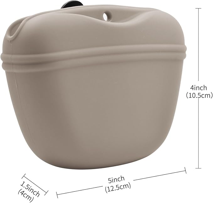 AUDWUD Silicone Dog Treat Pouch,with Dog Training Clicker,Clip on Portable Training Container,Convenient Magnetic Buckle Closing and Upgraded Waist Clip for Enhanced Stability