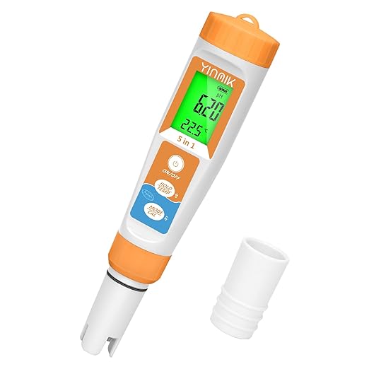Pool Salt Tester New Update 5 in 1 pH TDS EC Salinity Meter | Saltwater Tester for Swimming Pools Hot Tub Digital Salinity Tester for Aquarium Water Accuracy pH and ppm Meter Hydroponic…