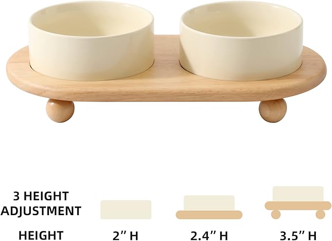 Havniva Raised Cat Water Bowl 5.1” Elevated Ceramic Cat Food and Water Bowl Whisker Friendly Pet Water Bowls for Indoor Cats, Wide Kitten Dish Relieve Whisker Fatigue Non Slip Cat Feeder
