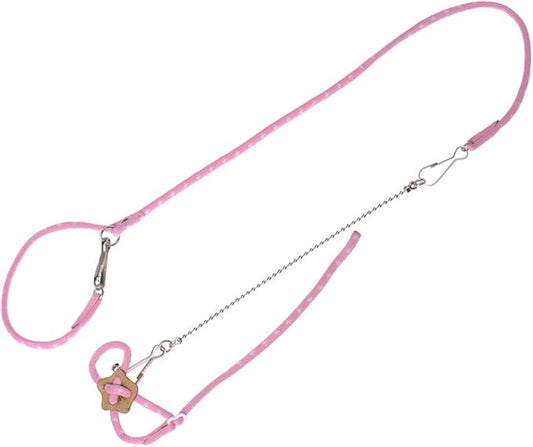 Adjustable Leash Harness with Bell for Rat Mouse Squirrel Guinea Pig Walking Training (Pink)