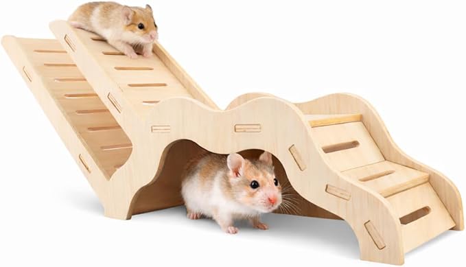 Large Size Syrian Hamster Explorer Set - Snap-Together Wooden Burrow with Panoramic Window,Natural Chew-Safe Design Decorative Landscaping Digging Peeping Hide Underground Fun for Cage Enrichment