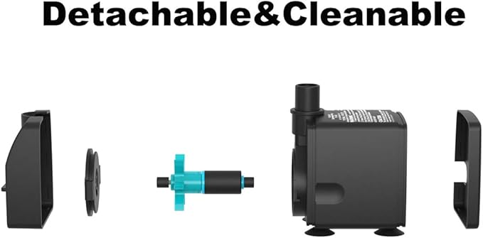 Submersible Water Pump Ultra Quiet with Dry Burning Protection160GPH for Fountains, Hydroponics, Ponds, Aquariums & More …