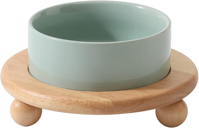 Havniva Raised Cat Water Bowl 5.1” Elevated Ceramic Cat Food and Water Bowl Whisker Friendly Pet Water Bowls for Indoor Cats, Wide Kitten Dish Relieve Whisker Fatigue Non Slip Cat Feeder