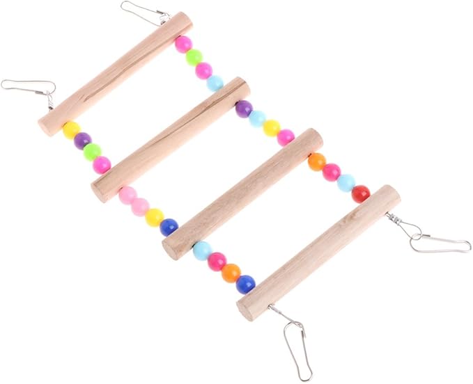 Pet Ladder Bird for Parrots African Greys Parakeets Conures Hamster Crawling Bridge Wooden Cage Perch Swing Toy