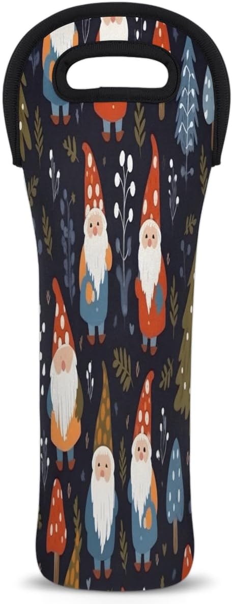 Christmas Santa Claus Tree Wine Bag Single Bottle Wine Tote Bag Neoprene Wine Carrier Bags with Carry Handle Portable Wine Bottle Holder for Travel Party Picnic