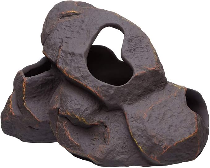Aquarium Ceramic Decorations Cave Betta Stone Decor - Aquarium Fish Tank Hideway Decor for breeding Cichlids Plecos Betta Toys Hideout (Magma Rock)