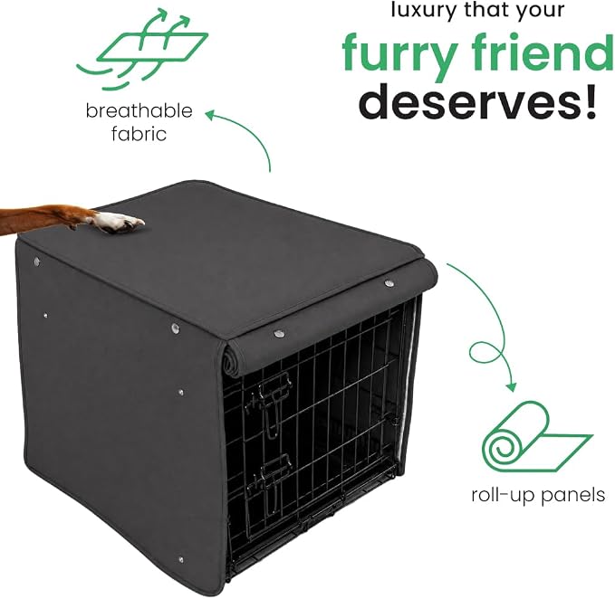 Molly Mutt I'm a Realist Dog Crate Cover, 100% Cotton Canvas Cover with 2 Roll-Up Panels, Ideal for Dog or Cat Crate, Durable, Washable, and Free of Harmful Chemicals, 36" x 23" x 25"