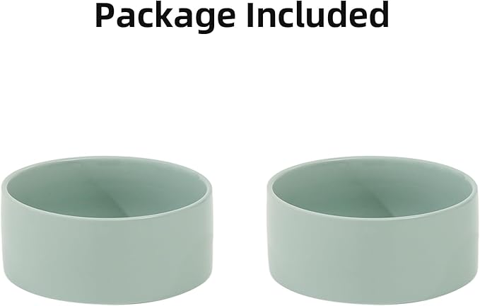 Havniva Ceramic 6.1inch Dog Bowls for Small and Medium Breed Dog Dish Pet Food and Water Bowl (Set of 2 Bowls - Light Green, 28oz)