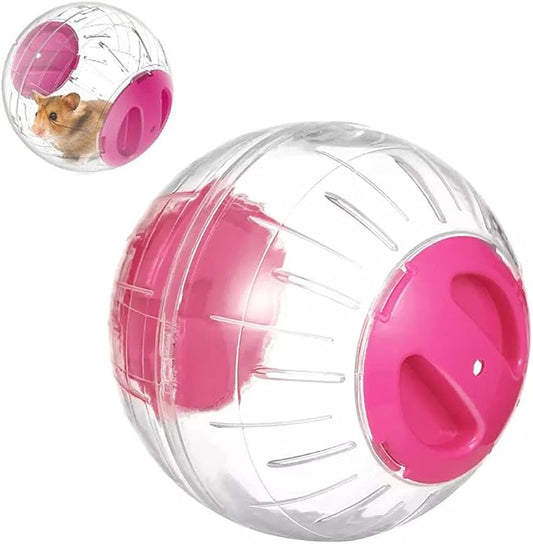 Hamster Exercise Ball Silent Hamster Wheel Small Animals Transparent Ball for Dwar Rat Relieves Boredom and Increases Activity (4.8 inch, Pink)