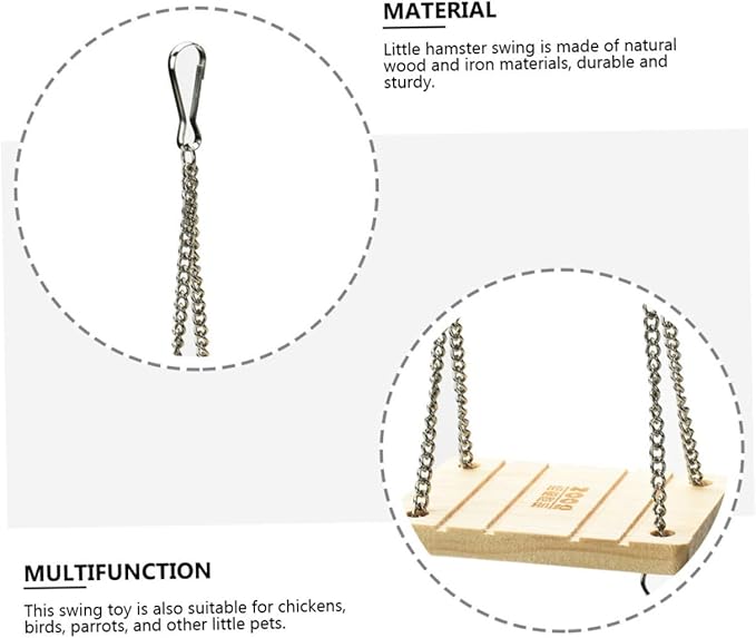 ORFOFE 2pcs Natural Swing Ladder for Hamsters Wooden Teeth Chain Toy Exercise Swing for Parrots Birds Chickens Pet Toy