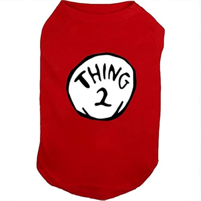Dog Shirts for Pet Clothes Soft Breathable Puppy Shirts Pop Culture Thing 1 to Thing 9 Printed Pet T-Shirt (RED-2, Large)