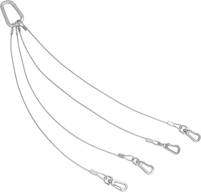 Rope Hanger 2pcs 304 Stainless Steel Basket Plant Hanger Holder Light Hanging Wire Rope for Light-Emitting Diode Grow Light, Aquarium Lighting Tank Lamp, Indoor and Outdoor Plant 34cm