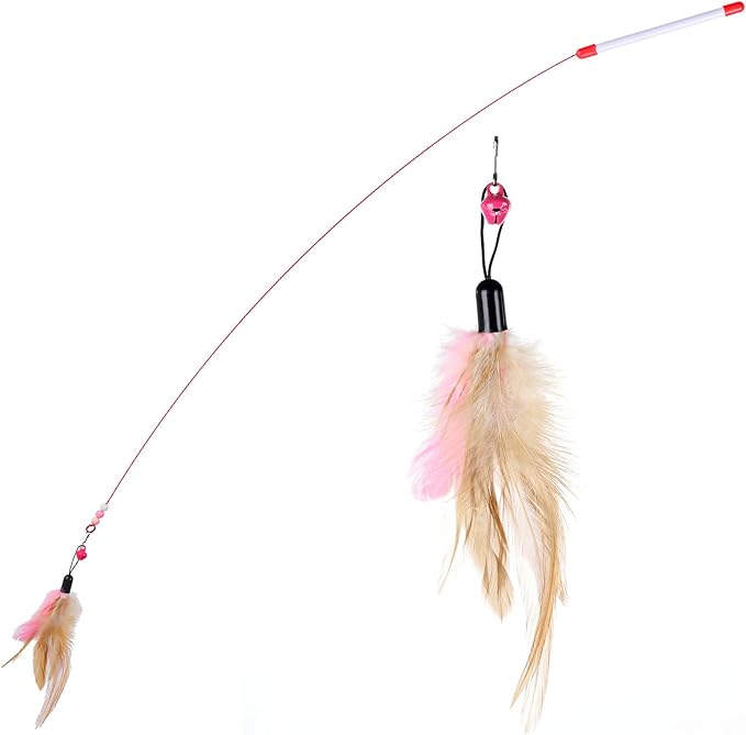 Cat Feather Toy, 4PCS Cat Toys for Indoor Cats Interactive Cat-Feather Wand Cats Feather Toys for Bored Indoor-Cat Chase and Exercise