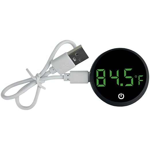 Digital Thermometer for Fish Tank, Rechargeable Stick On Aquarium Temperature Gauge, 1.8 x 1.8 x 0.4 in Mini Design, LED Display, ±1 ℉ Precision, for Bettas, Saltwater and Freshwater Tanks