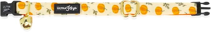 Ultra Joys Breakaway Cat Collar With Bells - For Boys & Girls, Kittens - With Bandana Pumpkin Small