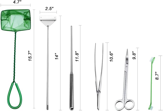 Fish Tank Cleaning Kit with Aquarium Siphon, Fish Net, and Algae Scraper | All-in-One Fish Tank Cleaner for Various Tank Sizes