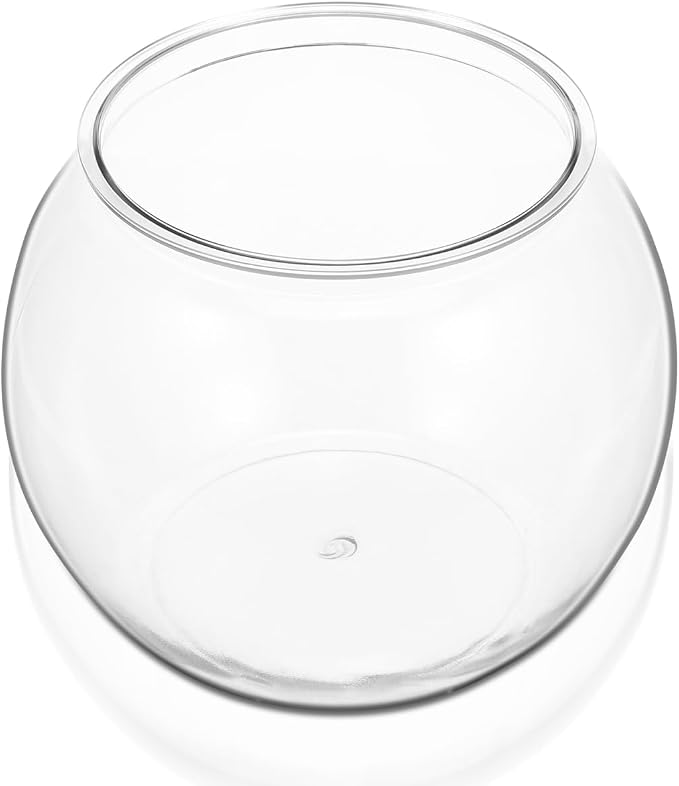 POPETPOP Small Fish Tank Desktop Aquarium Round Clear Plastic Fish Bowl for Home Office Decor 8.66X8.66X6.89 Inches