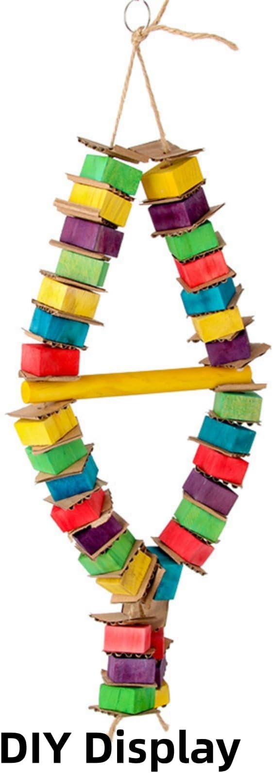 Bird Toys, Wood Wooden Colored 300pcs Parrot Toys for Large Birds, Multicolored Natural Wooden Blocks,African Grey Parrots, Macaws, Cockatoos,Parrot chew Toys, Aviary DIY Hanging Toys