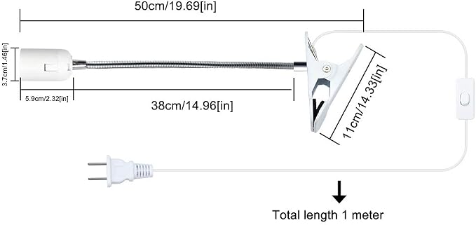 Bonlux E26 Clamp Lamp Fixture, Flexible Neck Clip Light Fixture with On/Off Switch US Plug for E26 Socket Plant Grow, Desk, Reptile Lamp Holder (2-Pack)