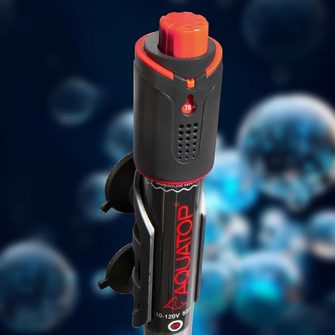 Aquatop 50W GH PRO Submersible Quartz Aquarium Heater – Adjustable Temperature Control, Durable Quartz Glass, Ideal for Freshwater & Marine Fish Tanks Up to 15 Gallons, GHPRO-050W
