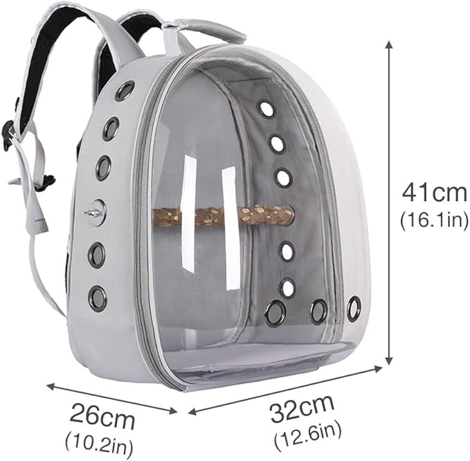 Surakey Bird Carrier Cage, Parrot Travel Backpack with Wooden Perch Standing Carrier Shoulders Bag for Pet Birds Outing Travel (Yellow)