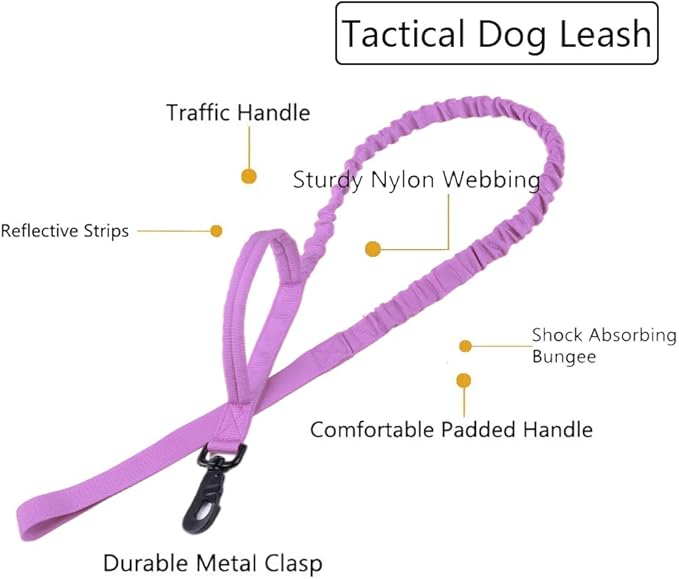 Xqpetlihai Tactical Dog Collar and Leash Set Adjustable Military Nylon Dog Collar with Control Handle and Heavy Duty Metal Buckle for Large Dogs（Purple XL