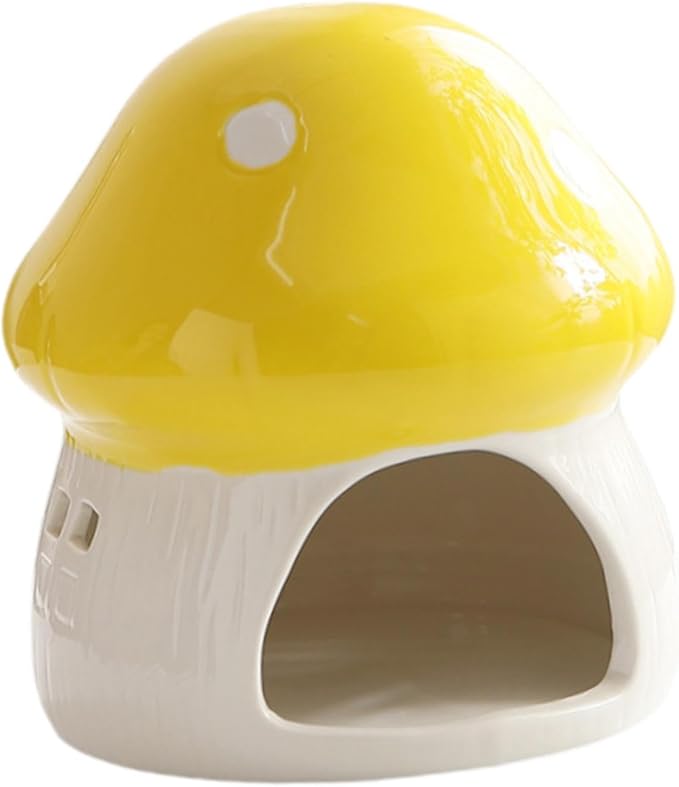 Ceramic Hamster House Guinea Pig Hideout Outdoor Creative Sturdy Habitat Hideaway House for Rats Chipmunk Squirrels, Yellow
