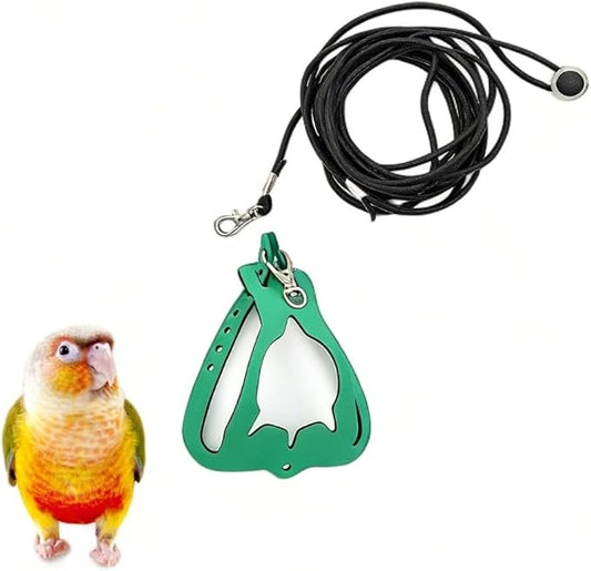 Adjustable Bird Harness & Leash Set for Small Birds,FitsBudgie,Parakeets, Conures, Cockatiels,Green Cheek,Quaker Parrots(Green, S+) Z6350-10