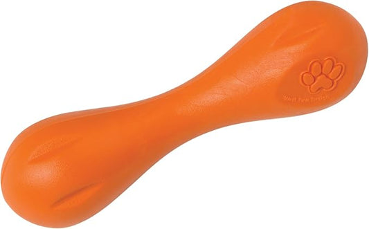 WEST PAW Zogoflex Hurley Dog Bone Chew Toy – Floatable Pet Toys for Aggressive Chewers, Catch, Fetch – Bright-Colored Bones for Dogs – Recyclable, Dishwasher-Safe, Non-Toxic, Small, Tangerine