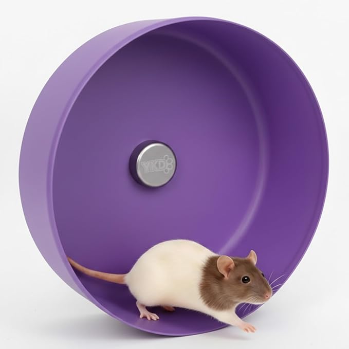 11.8" Silent Rat Exercise Wheel, Aluminum Alloy Noiseless Running Wheel for Fancy Rat, Syrian Hamsters, Hedgehogs and Small Pets (Bracket-Purple)