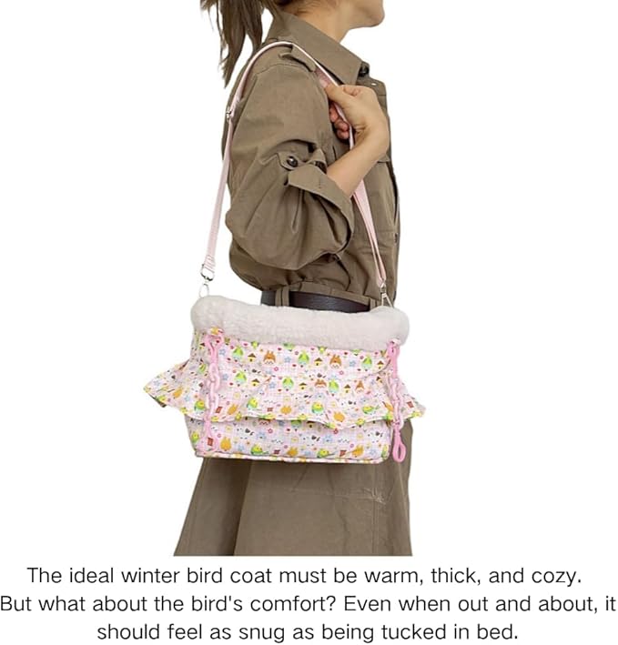 2 in 1 Warm Bird Carrier Bag, Bird Hammock Bed for Cage, Winter Travel Bag, Portable Parrot Outing Bag for Lovebird, Budgie, Conure, Quaker, Small Medium Birds (Green,Medium)