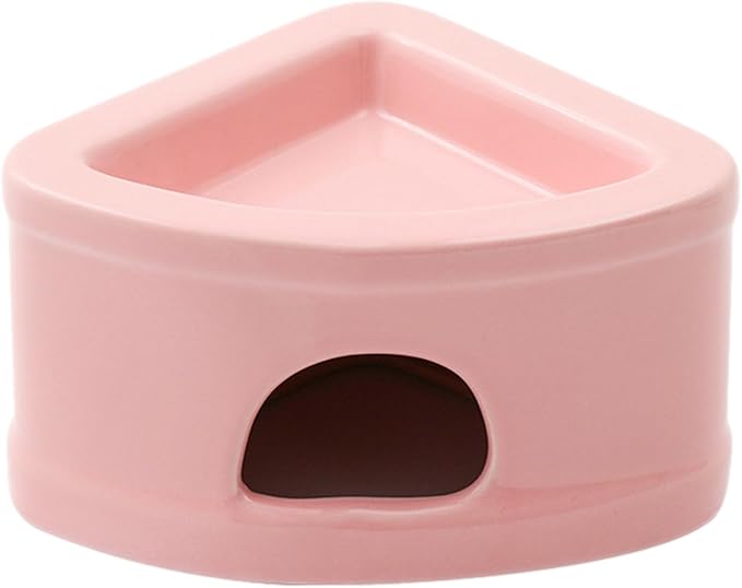 Ceramic Hamster Hideout House - Multifunctional Small Pet Cave with Feeding Bowl, Durable Habitat for Hamsters, Gerbils, Mice, Lemmings, All-Season Pet Bed & Hideaway (A)