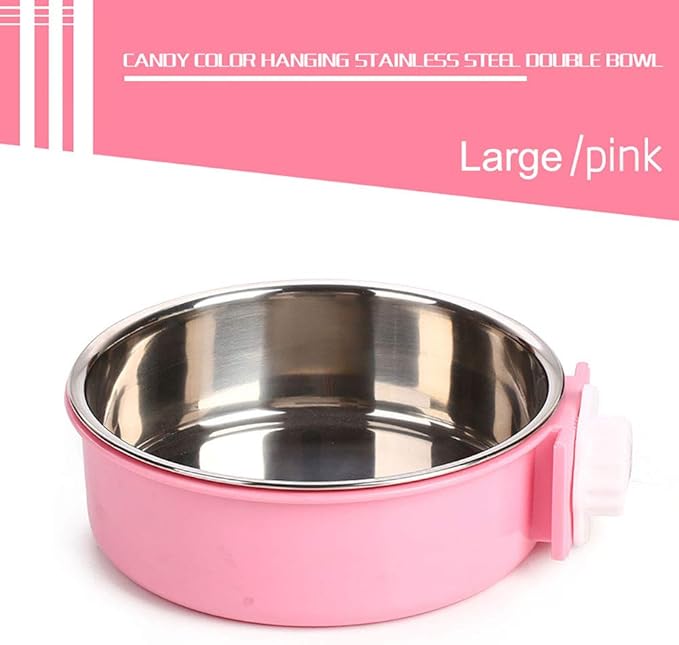 Luck Dawn Crate Dog Bowl, Stainless Steel Removable Hanging Food Water Bowl Crate Coop Cup,Pet Cage Bowls with Bolt Holder for Dog, Puppy, Cat, Rabbit, Bird,Small Animals (Small (Pack of 3))