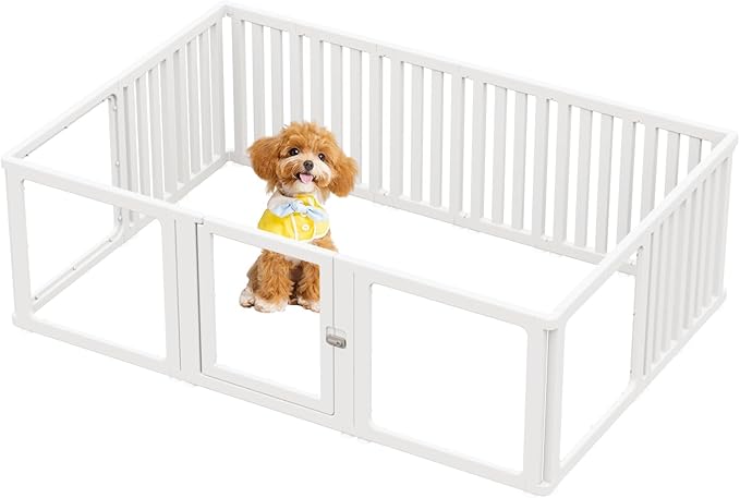 15 Pcs DIY Plastic Acrylic Dog Playpen with Clear Dog Gate, Clear Acrylic Dog Pen for Indoor Easy to Assemble and Disassemble，23.6" Height