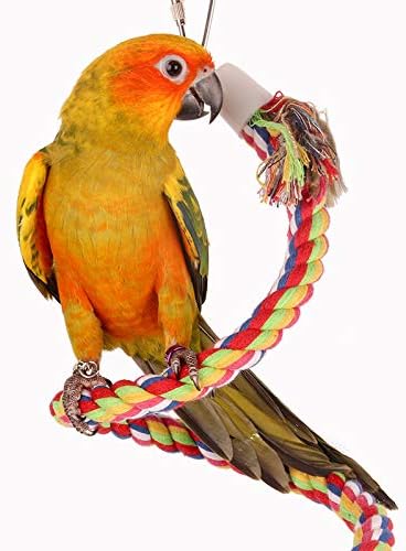 Bird Rope Perch Bird Perches for Cage, Colorful Cotton Bendable Rope Perch Swing, Parrot Perch Parrot Toys Parakeet Toys Bird Toys for Parrots (Multi-Color, 40 inch)
