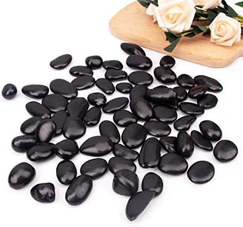 CFKJ 18 Pounds Black Pebbles Aquarium Gravel River Rock, Natural Polished Decorative Gravel,Garden Ornamental Pebbles Rocks,Black Decorative Stones,Black Pebbles, Decor Gravel for Landscaping (Black)