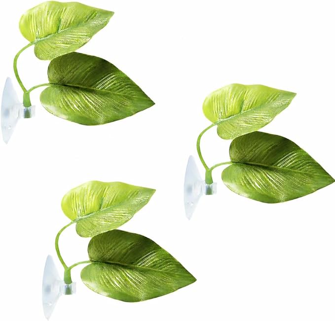 SunGrow Betta Fish Leaf Hammocks, Twin Leaf Design with Suction Cup, 3-Pack - Comfortable Resting, Breathing & Breeding Pads, Easy Install, Simulates Natural Habitat for Healthier Betta