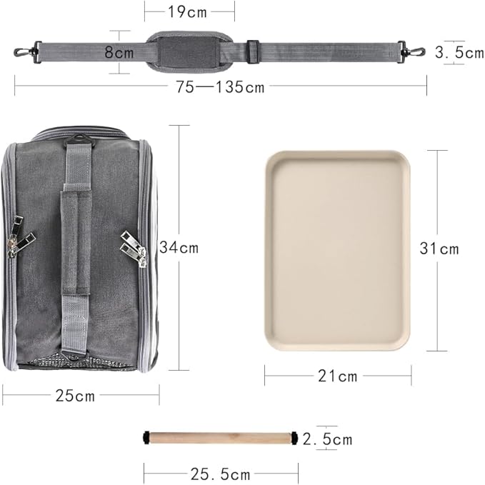 Small Bird Travel Carrier Cage Portable Bird Parrot Parakeet Cockatiel Travel Carrier Bag Lightweight Birds Backpack with Standing Perch and Stainless Tray for Vet Visit Side Access Window