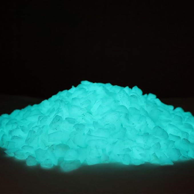 Glow in the Dark Gravel Stones,Aquarium Gravel,Aquarium Sand,Decorative Glow Gravel Rocks for Fairy Garden Fish Tank Succulents Pot Vase Filler Decor, 1 Pound (Blue Green, 5-8mm)