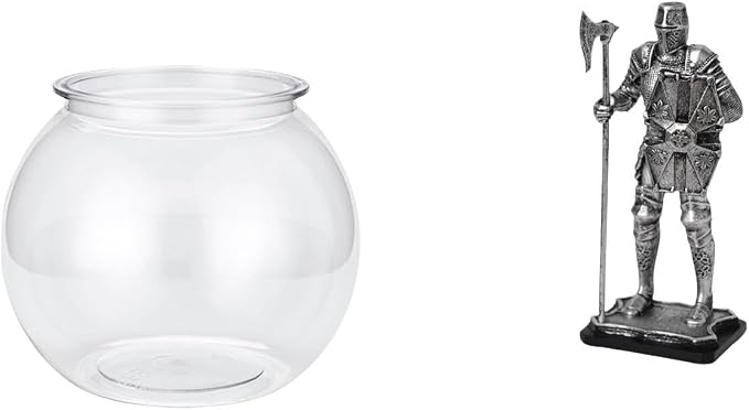 Desktop Aquarium Tank Clear Fish Bowl Vase Collectible Resin Knight Figurine Container Small Desktop Display Suitable for Living Room Office Bedroom D