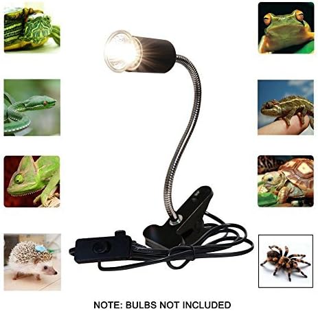 UVA UVB Light Bulb Reptile Ceramic Heat Lamp Pet Heating Bulb Holder Clamp Lamp Fixture Heating Light Lamp For Reptiles,Aquarium Reptile Light Adjustable Habitat Lighting Stand,110V-130V(Black)