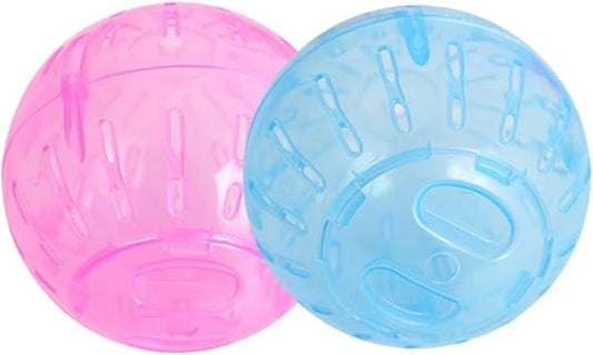 2Pcs 3.94 Inch Rotundity Hamster Balls, Breathable and Sturdy Dwarf Hamster Exercise Balls Running Wheel Gerbil Toys, Small Animals, Portable Small Pet Supplies (Blue and Pink)